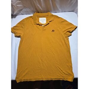 Aeropostale Mens XL Mustard Yellow A87 Logo Short Sleeve Pique Polo Shirt